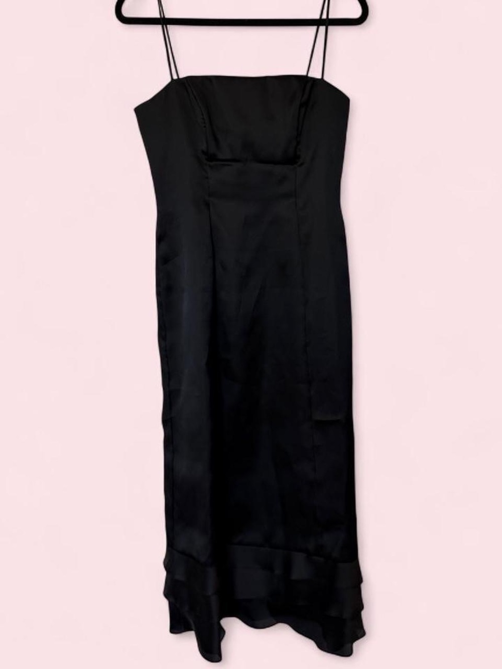 Vintage 100% silk organza black ankle length dress
